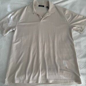 Brandini men's shirt -size large- collared, textured, cream -Made in USA